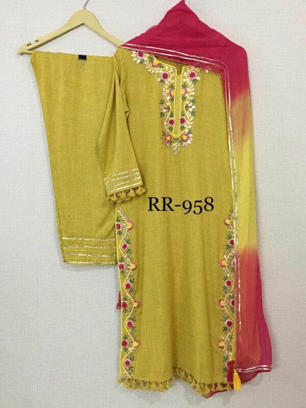 Cotton Embroidered Stitched Suit