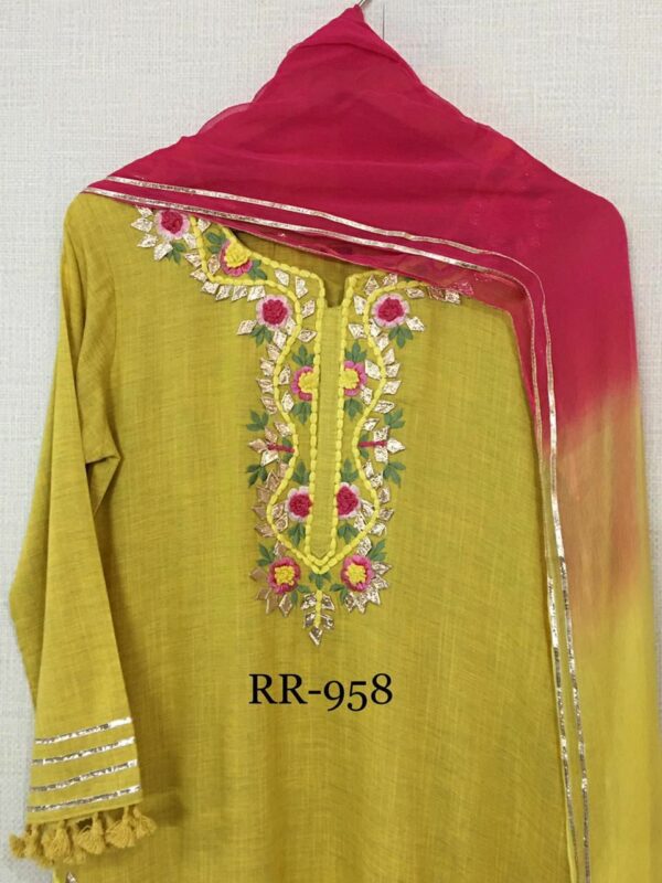 Cotton Embroidered Stitched Suit