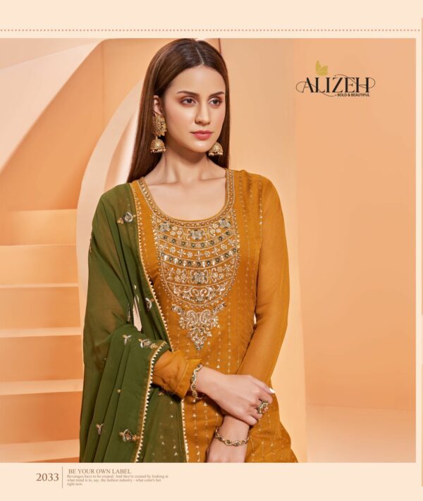 Alizeh Zaida 2033 - Pure Georgette Sequins Thread & Handwork Suit