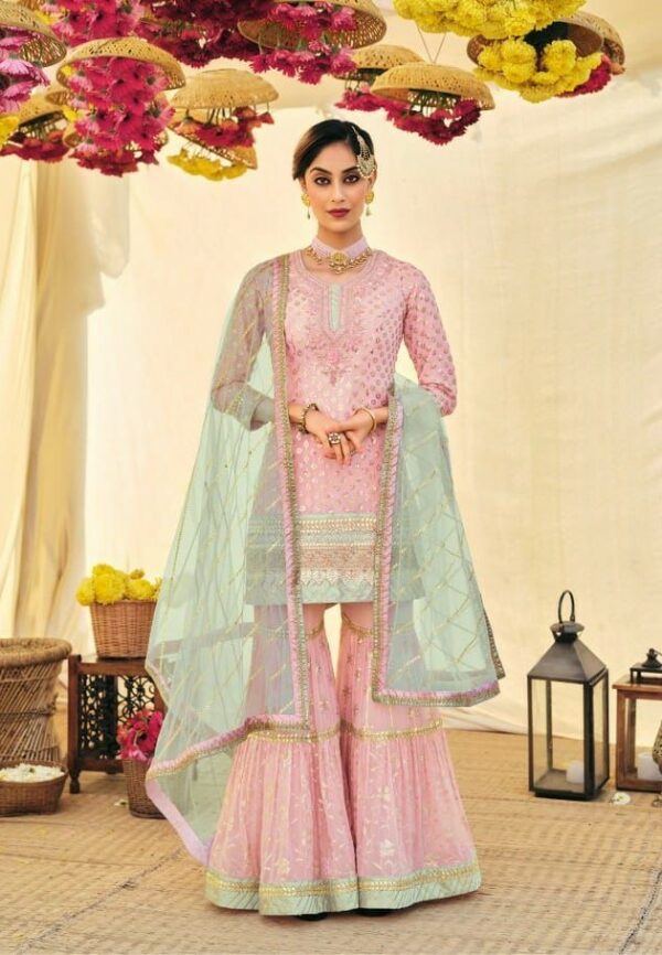Eba Armani 1414 - Faux Georgette With Embroidery Work Sharara Suit