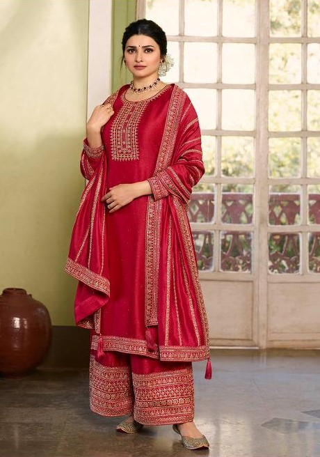 Vinay Shaheen 17528 - Embroidered Silk Georgette With Work Suit