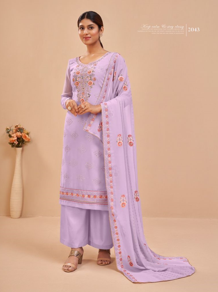 Alizeh Murad 2043 - Pure Georgette With Thread, Sequin Embroidery & Khatli Work Suit