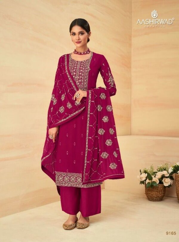 Aashirwad Aura 9170 - Real Georgette With Embroidery Suit