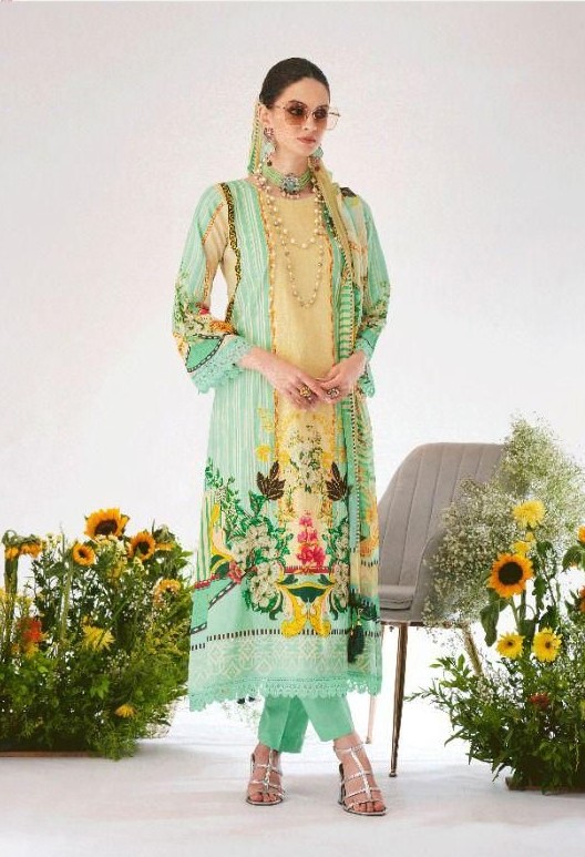 Kesar Jaan e Noor 16006 - Pure Lawn Cotton Print With Crochet Lace Suit
