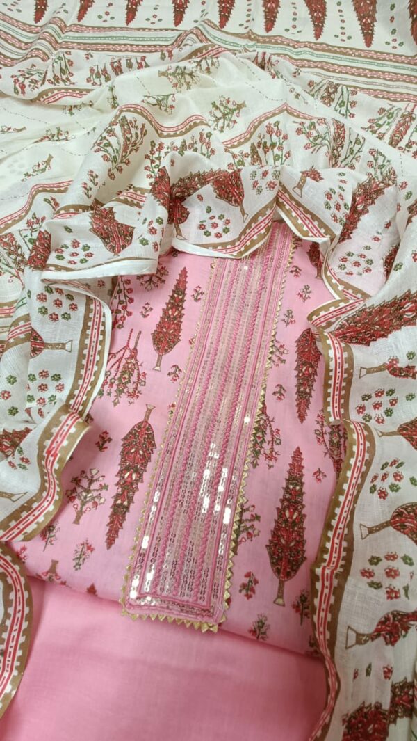 Pure Soft Cotton Print With Work Suit
