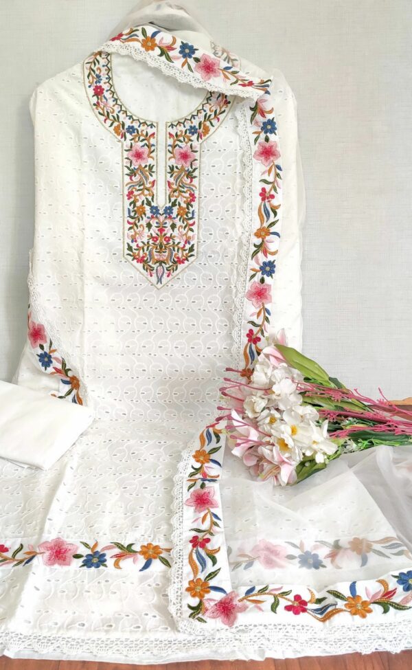 Cotton Chikan With Embroidery Suit - TIF 502