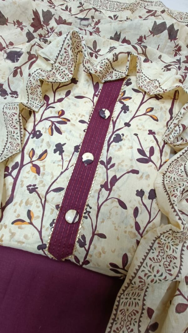 Pure Soft Cotton Print With Work Suit