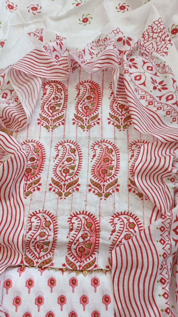Pure Soft Cotton Print Embroidery Suit