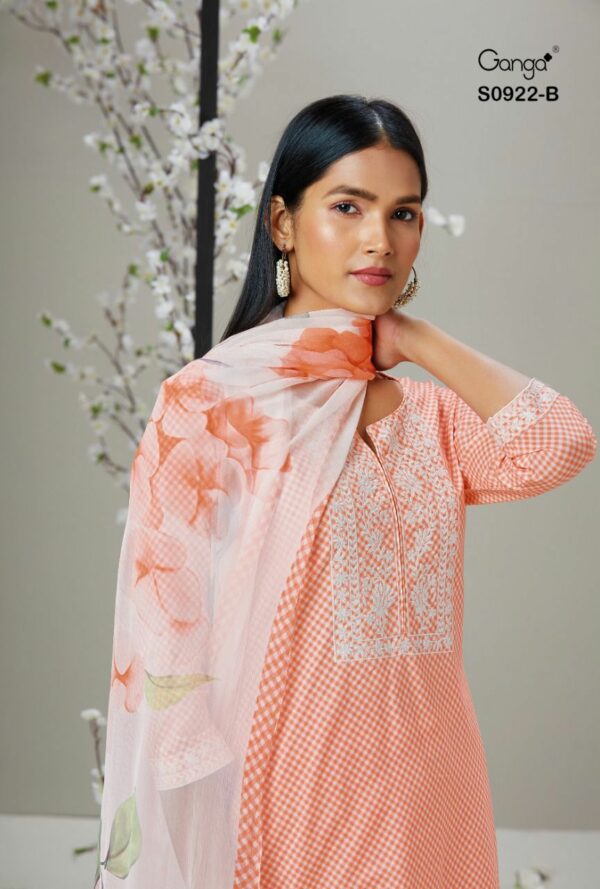 Ganga Ailee 922E - Premium Cotton Printed With Embroidery Suit