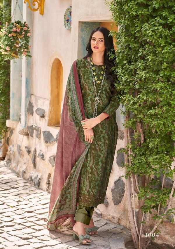 Sanna Tahfeem 1010 - Pure Viscose Muslin Print With Work Suit