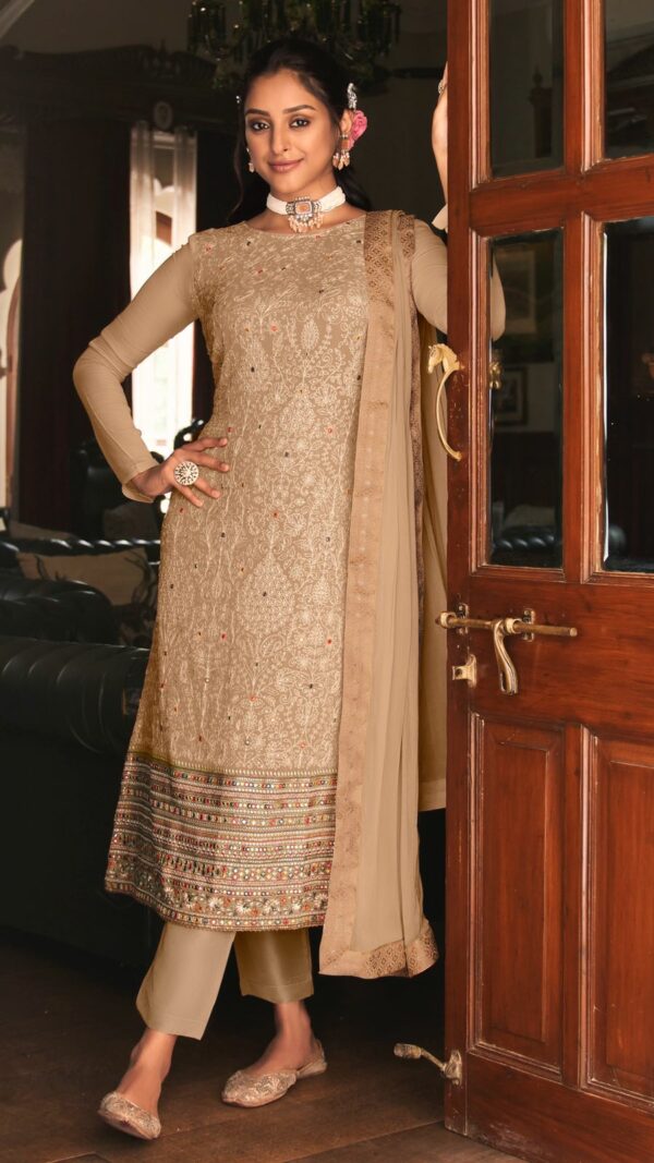 Eba Ashpreet 1462 - Georgette & Chinon With Work Suit