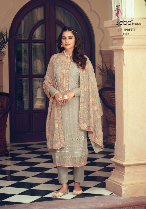 Eba Ashpreet 14659 - Georgette & Chinon With Work Suit