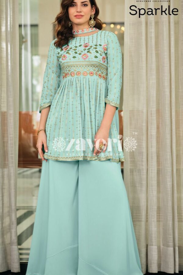 Zaveri Sparkle 1078 - Georgette With Embroidery Palazzo Suit