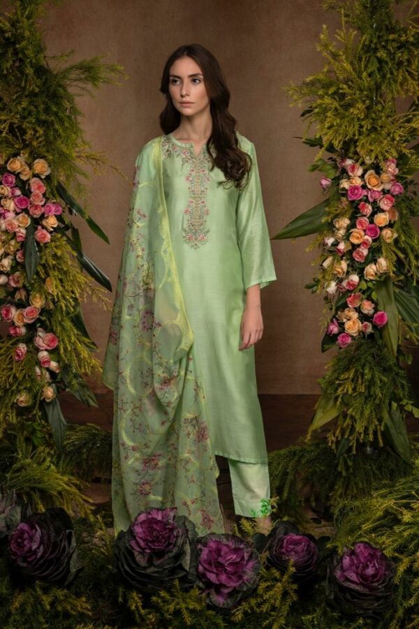 Naariti Tyahara - Pure Muslin Silk With Embroidery & Handwork Suit