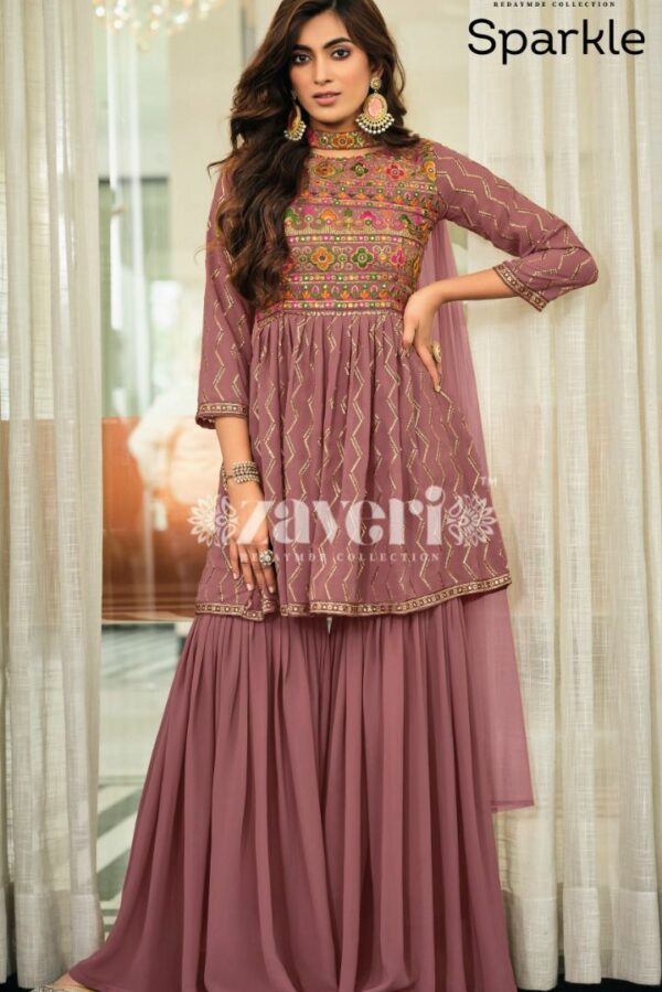 Zaveri Sparkle 1078 - Georgette With Embroidery Palazzo Suit