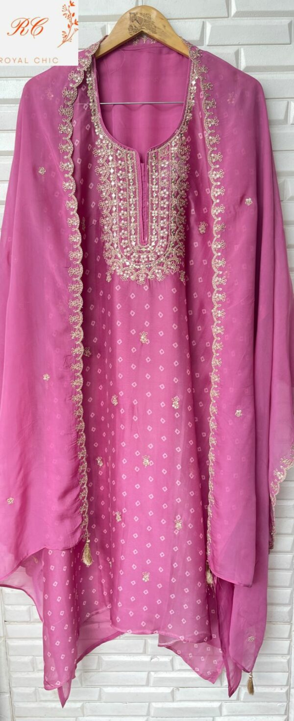 Pure Organza Printed With Stunning Zari, Sequins & Mirror Work Embroidery Suit
