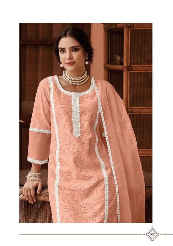 Kalki Mul Mul 20003 - Pure Cotton Silk With Schiffli Luckhnowi Work Stitched Suit