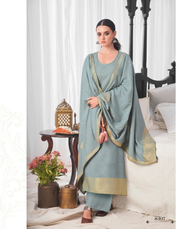 Aashirwad Mor-Bagh 8411 - Pure Utsav Silk Jacquard With Self Embroidery Suit