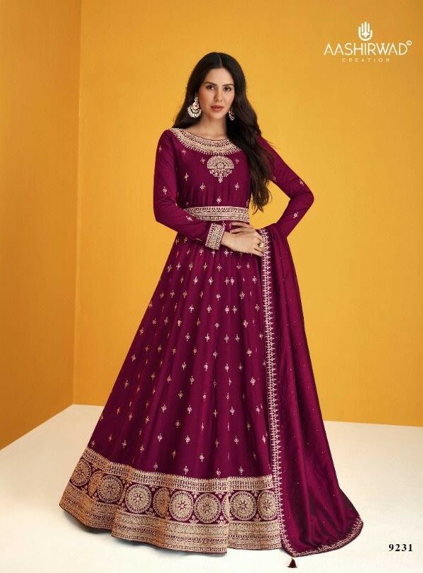 Aashirwad Heerva 9233 - Premium Silk Floor Length Party Wear