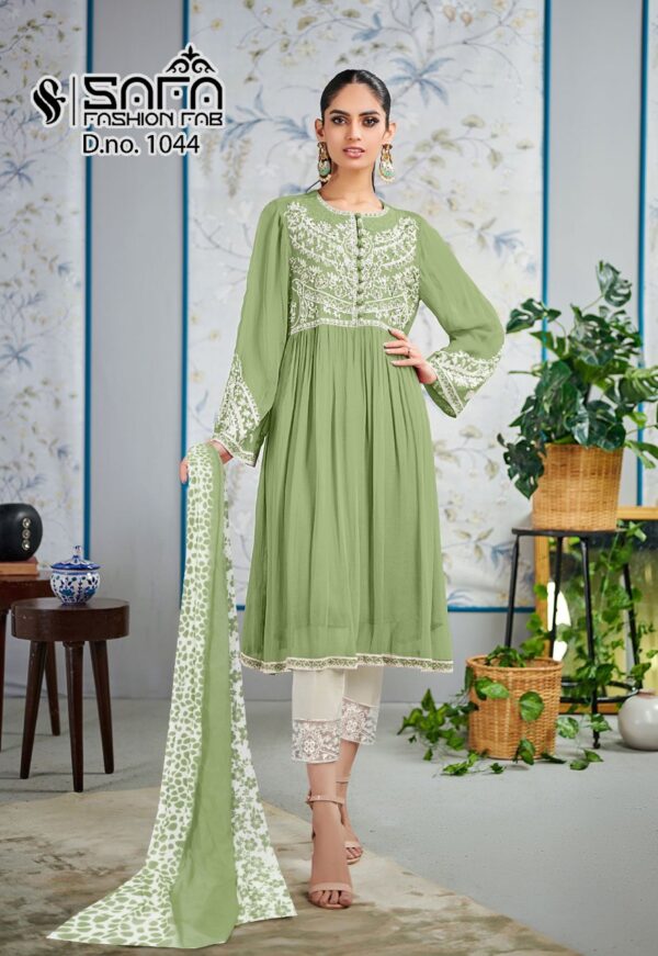 Designer Embroidered Tunic Paired with Designer Cigarette Pants - Ready To Wear