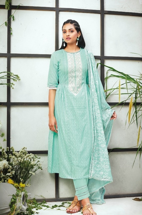 Jay Vijay Pandora 6887 - Pure Cotton khadi Block Print With Embroidery Suit