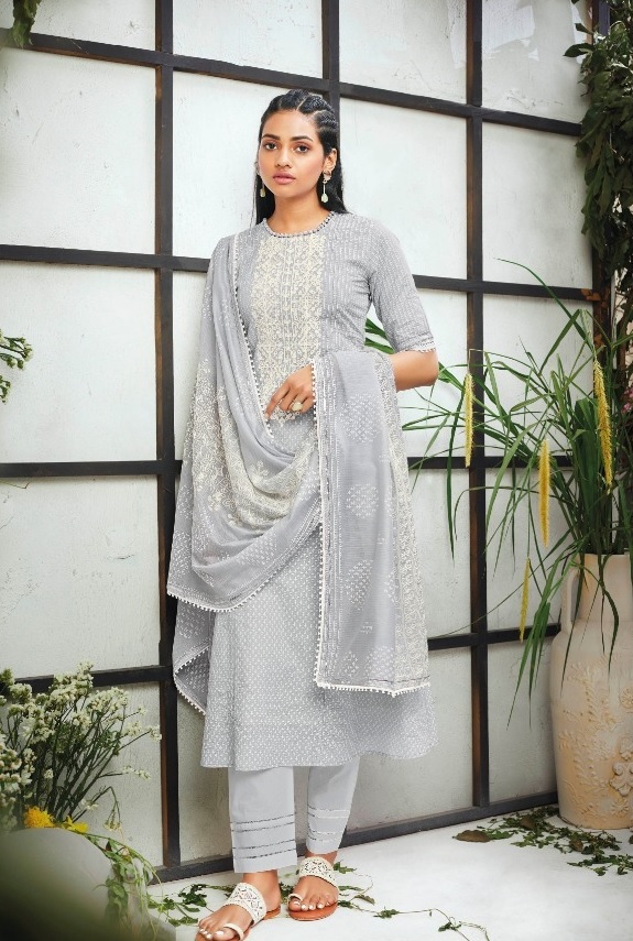Jay Vijay Pandora 6890 - Pure Cotton khadi Block Print With Embroidery Suit