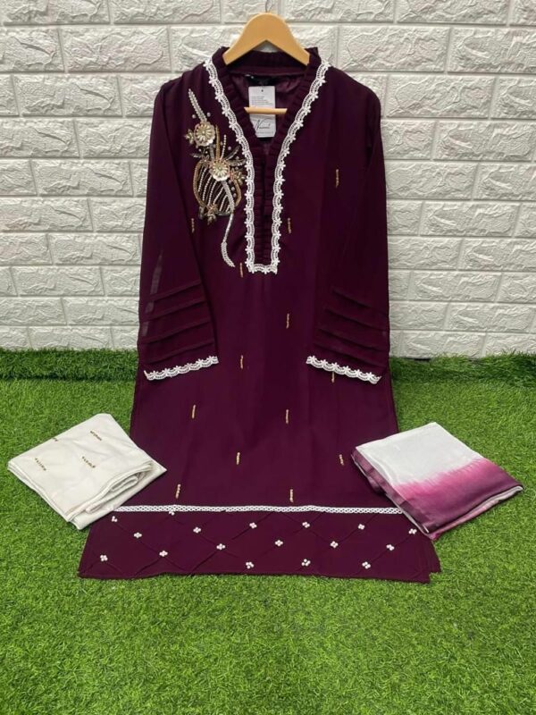 Designer Tunic Handwork With Pant & Dupatta - Ready To Wear