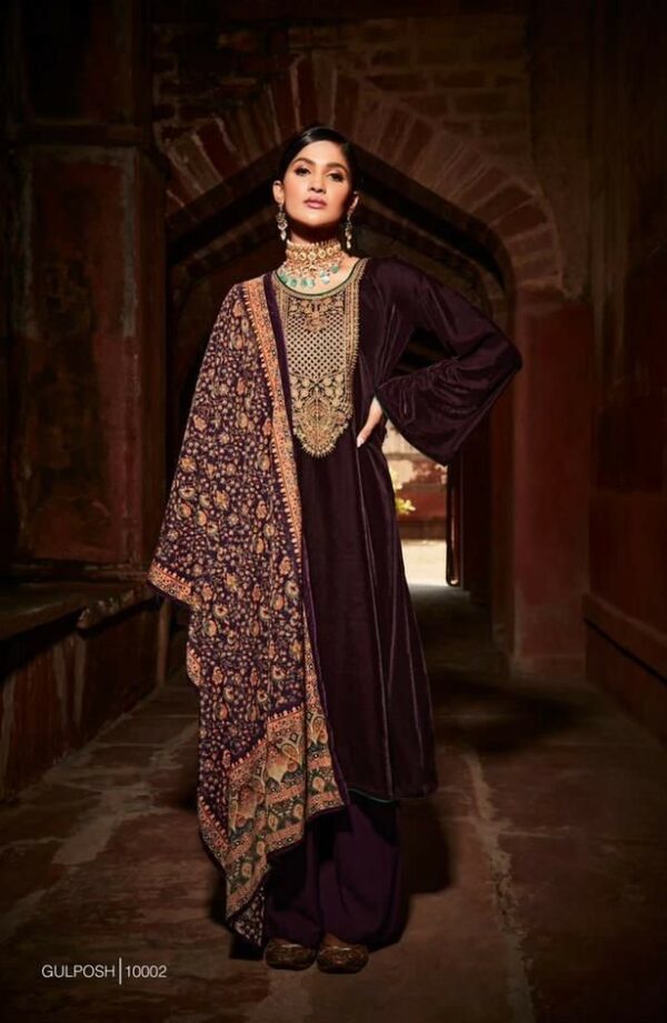 Mumtaz Gulposh 10002 - Pure Velvet Heavy Cording Designer Embroidery Suit