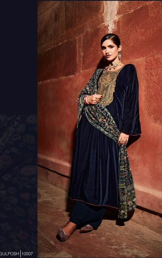 Mumtaz Gulposh 10007 - Pure Velvet Heavy Cording Designer Embroidery Suit