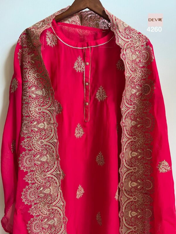 Pure Soft Organza Silk With Beautiful Threadwork Embroidery Suit