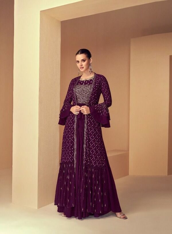 Pure Viscose Shimmer Organza Jacquard With Embroidery and Handwork Stitched Suit - TIF 1183
