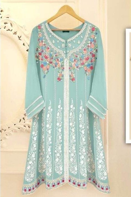 Designer Embroidered Tunic With Designer Pant & Dupatta - Ready To Wear
