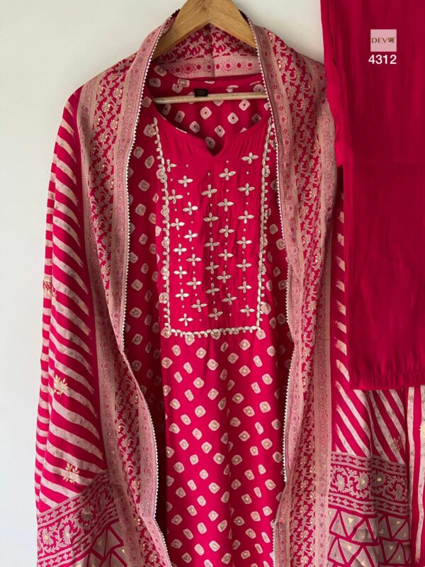 Ready To Wear - Pure Modal Silk Printed With Gota Patti Work Stitched Suit