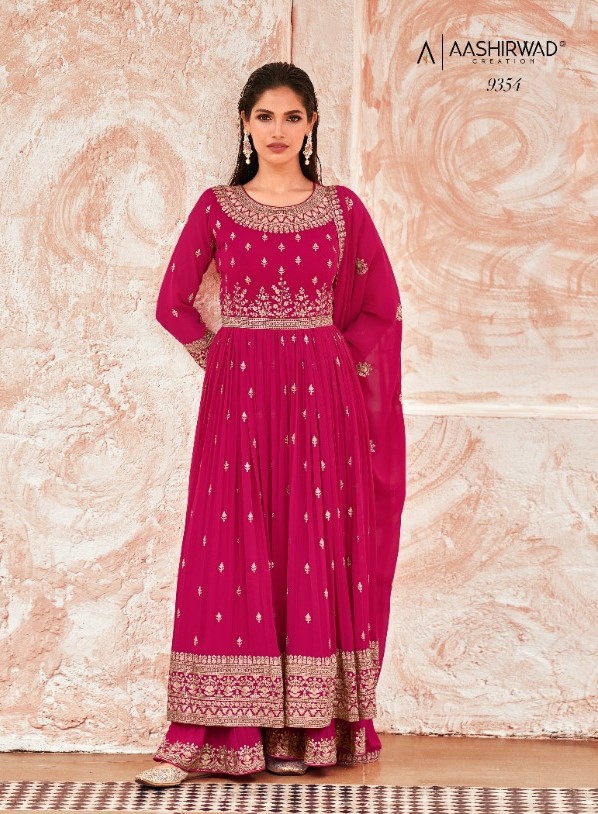 Aashirwad Taashi 9357 - Real Georgette with Embroidery Dress
