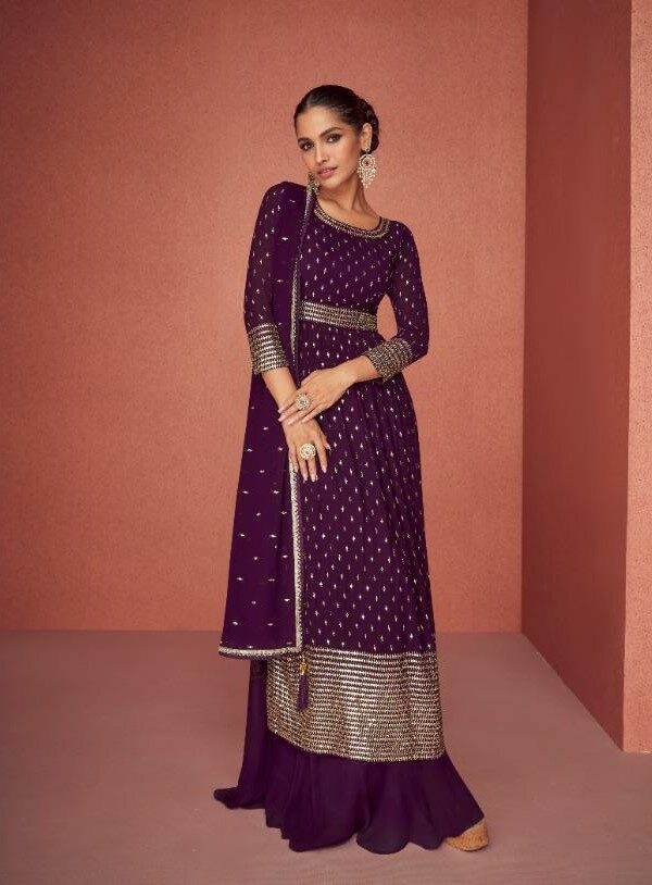 Aashirwad Aroma 9423 - Real Georgette With Work Ready To Wear Suit