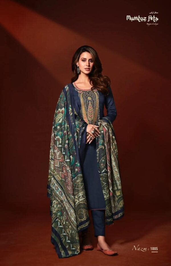 Mumtaz Nazm 1005 - Pure Viscose Cotton Satin With Heavy Embroidery Suit
