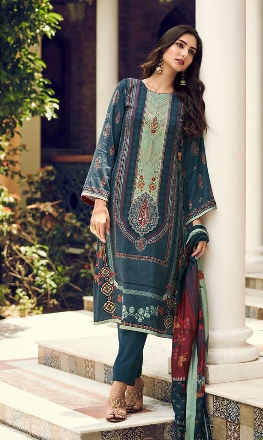 Pure Jam Cotton Print With Embroidery Suit - TIF 759