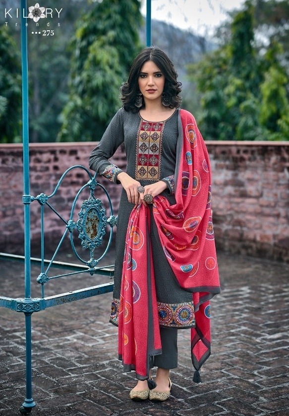 Kilory Hayat 275 - Pure Jam Cotton Print With Embroidery Suit