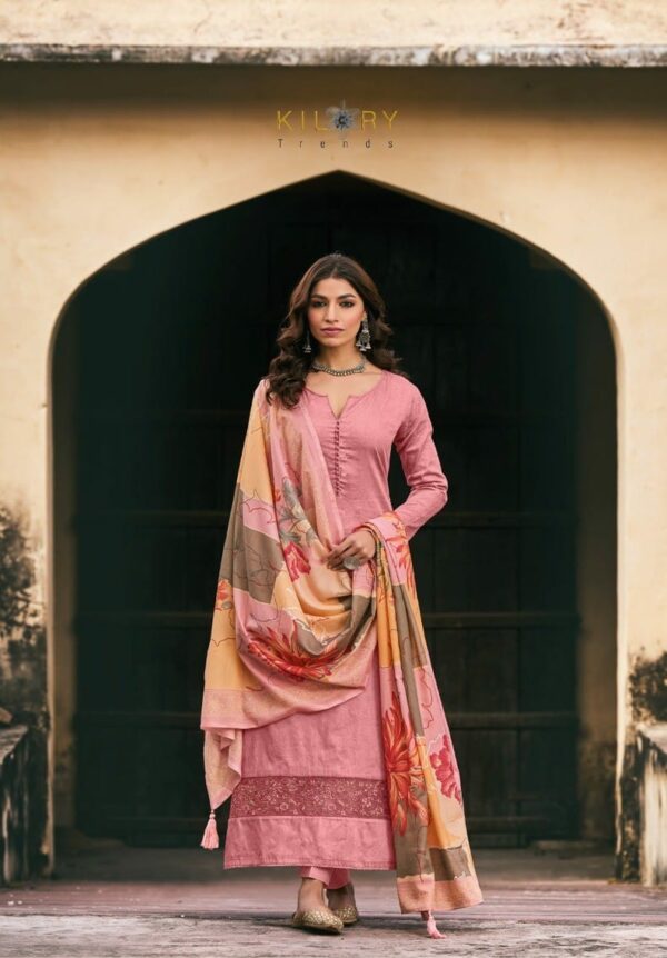 Kilory Ruh 591 - Pure Jam Cotton Print With Embroidery & Lace Work Suit