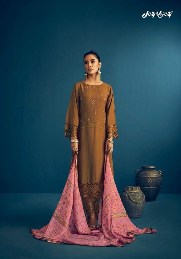 Jay Vijay Rabta 7563 - Pure Moga Silk With Handwork & Embroidery Suit