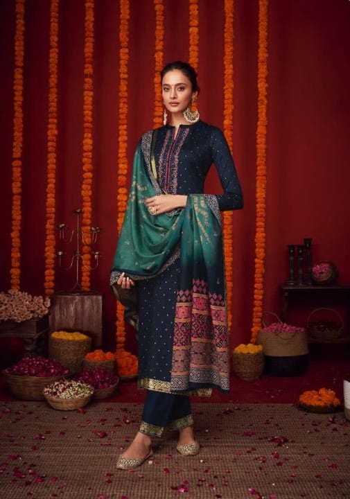 Mumtaz Utsav 9001 - Pure Viscose Cotton Satin With Embroidery Suit