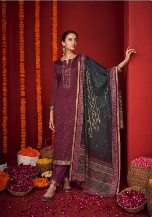Mumtaz Utsav 9005 - Pure Viscose Cotton Satin With Embroidery Suit