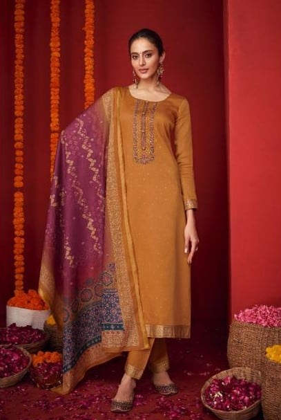 Mumtaz Utsav 9007 - Pure Viscose Cotton Satin With Embroidery Suit