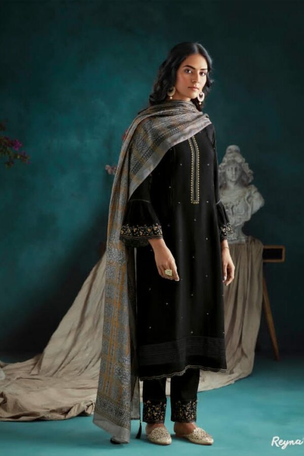 Reyna Alya 905 - Pure Bemberg Russian Silk With Embroidery Suit