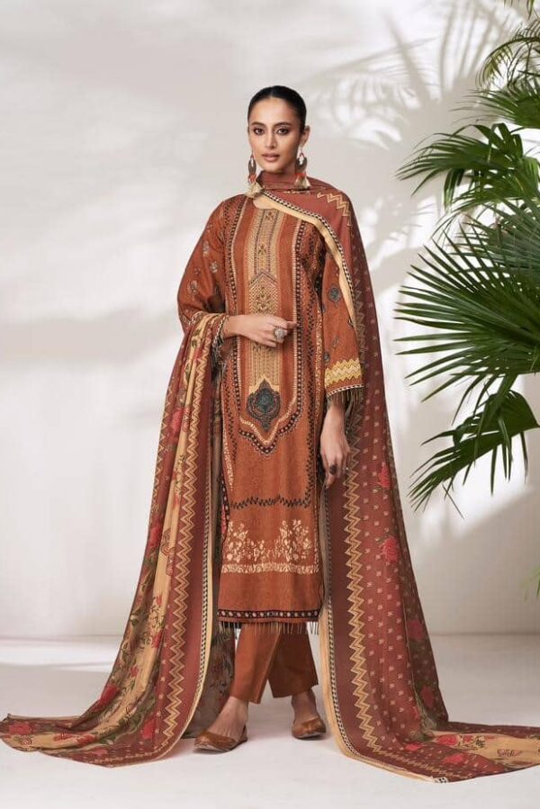 Mumtaz Elan 10002 - Pure Cotton Satin Digital Print with Embroidery Suit