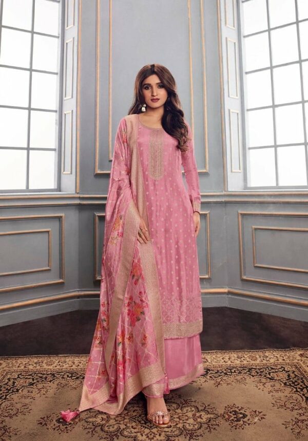 Vinay Zareena 63421 - Pure Soft Dola Jacquard With Digital Printed Suit