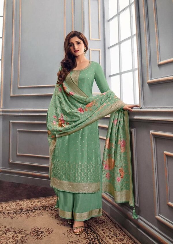 Vinay Zareena 63425 - Pure Soft Dola Jacquard With Digital Printed Suit
