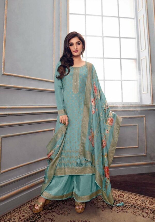 Vinay Zareena 63422 - Pure Soft Dola Jacquard With Digital Printed Suit