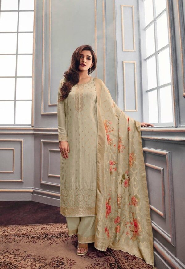 Vinay Zareena 63426 - Pure Soft Dola Jacquard With Digital Printed Suit