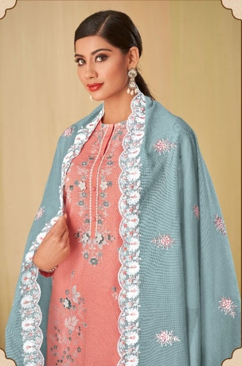 Shiddat Nesta 1010 - Block Printed Cotton Cambric With Beads & Crochet Work Suit